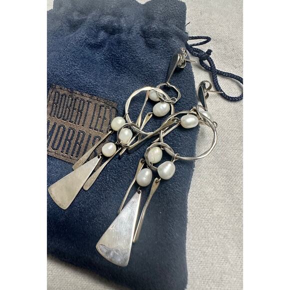 Robert Lee Morris Handmade Silver and Cultured Pearl Earrings - Picture 10 of 10